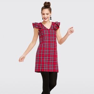Draper James Plaid Ruffle Shoulder Dress